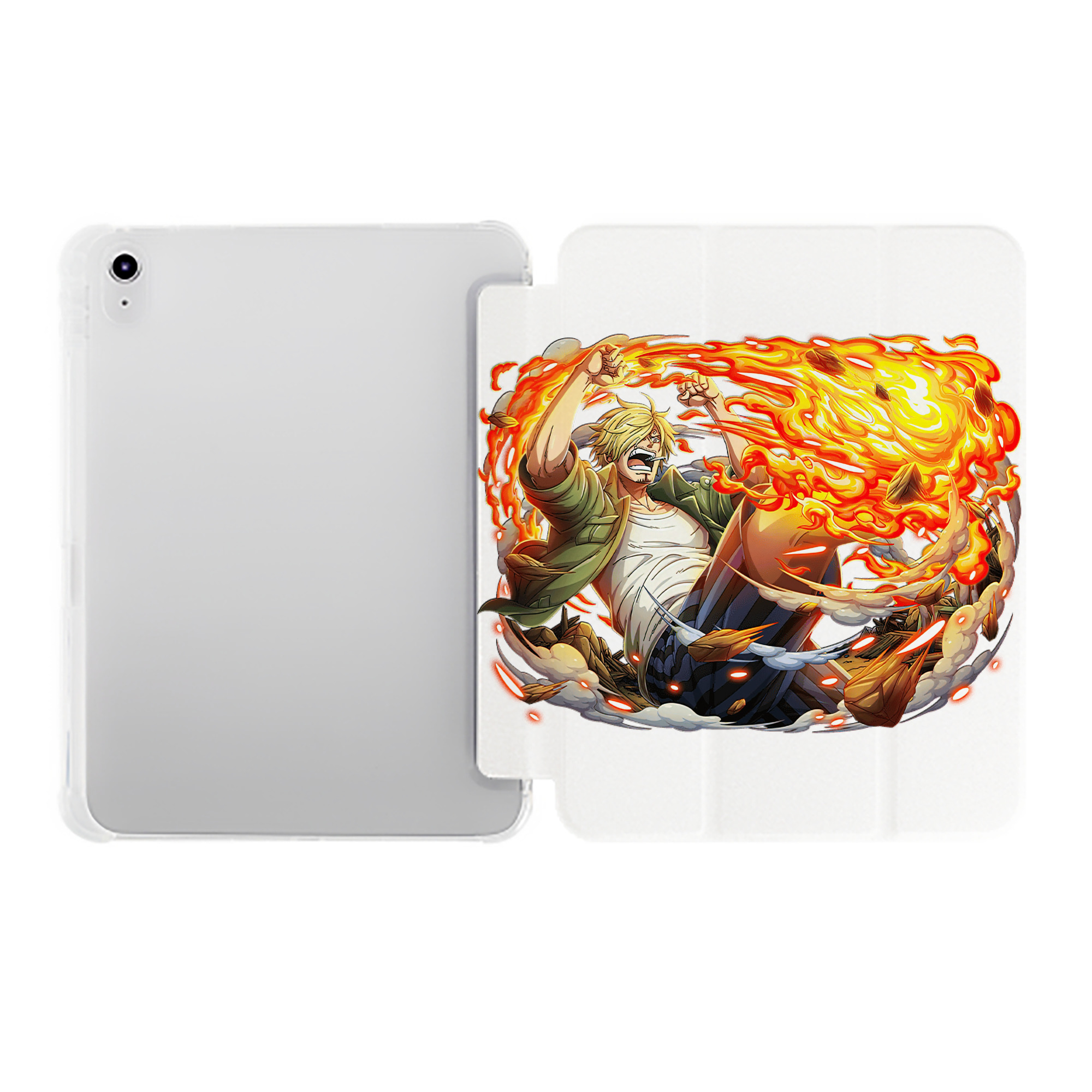 （画像用） ワンピース サンジ ONE PIECE Sanji IPad ケース ペン収納付き 三つ折りスタンド PUレザー×シリコン 対応機種9.5/10.5/10.9インチ